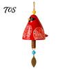 Outdoor Courtyard Accessories Bird Wind Chime with Bell, Hand-Painted Resin Hanging Decoration Bell Decor for Garden Patio Porch, Yard Art Window