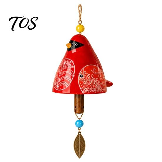 Outdoor Courtyard Accessories Bird Wind Chime with Bell, Hand-Painted Resin Hanging Decoration Bell Decor for Garden Patio Porch, Yard Art Window