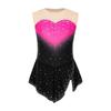 Body da pattinaggio artistico da bambina senza maniche con strass e gonna
