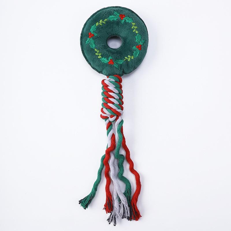 Pet Supplies Dog Toys Grinding Teeth Bite-resistant Knot Cotton Rope Toys Cute Christmas Cartoons Self-Hi Toys