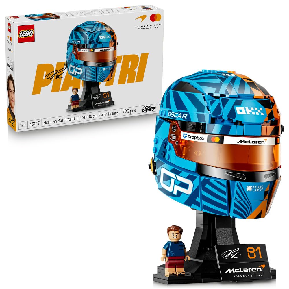 LEGO Edition McLaren Mastercard F1(R) Team Oscar Piastri Helmet Toy - Birthday Present, Building Blocks, Ages 14, 15, 16, Middle School Students, Inte