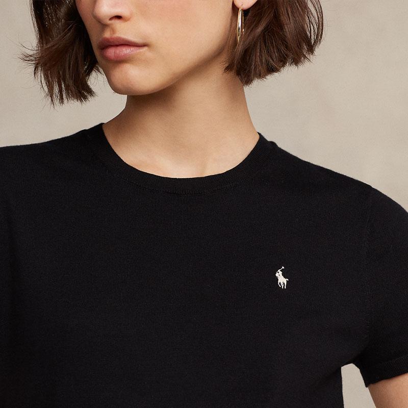 Polo Ralph Lauren Ss23 Solid Color Embroidered Loose Short Sleeve T-Shirt Women T-Shirt Black WMPOSWENC020608-001