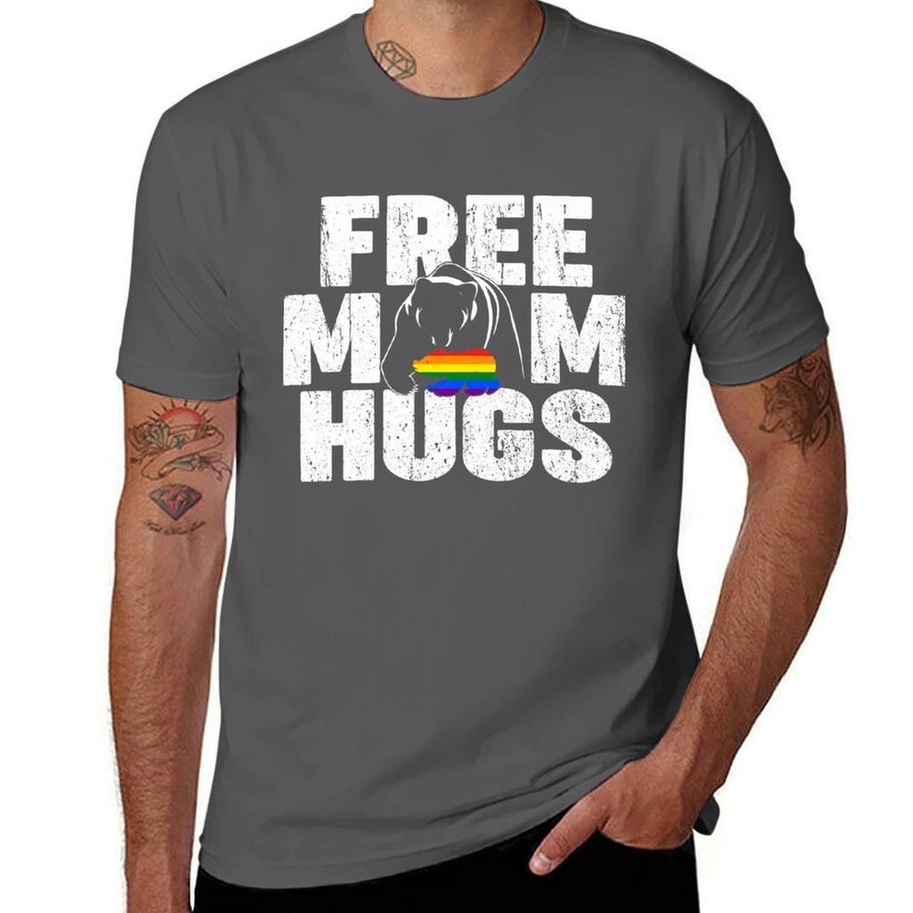 Free Mom Hugs Tshirts Gift For Mom Pride Mom Tshirt Breathable Gym Short Sleeve Tshirt
