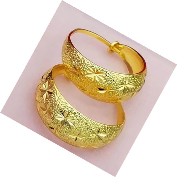Gold-Plated Frosted Starry Sky Thai Copper Earrings for Women
