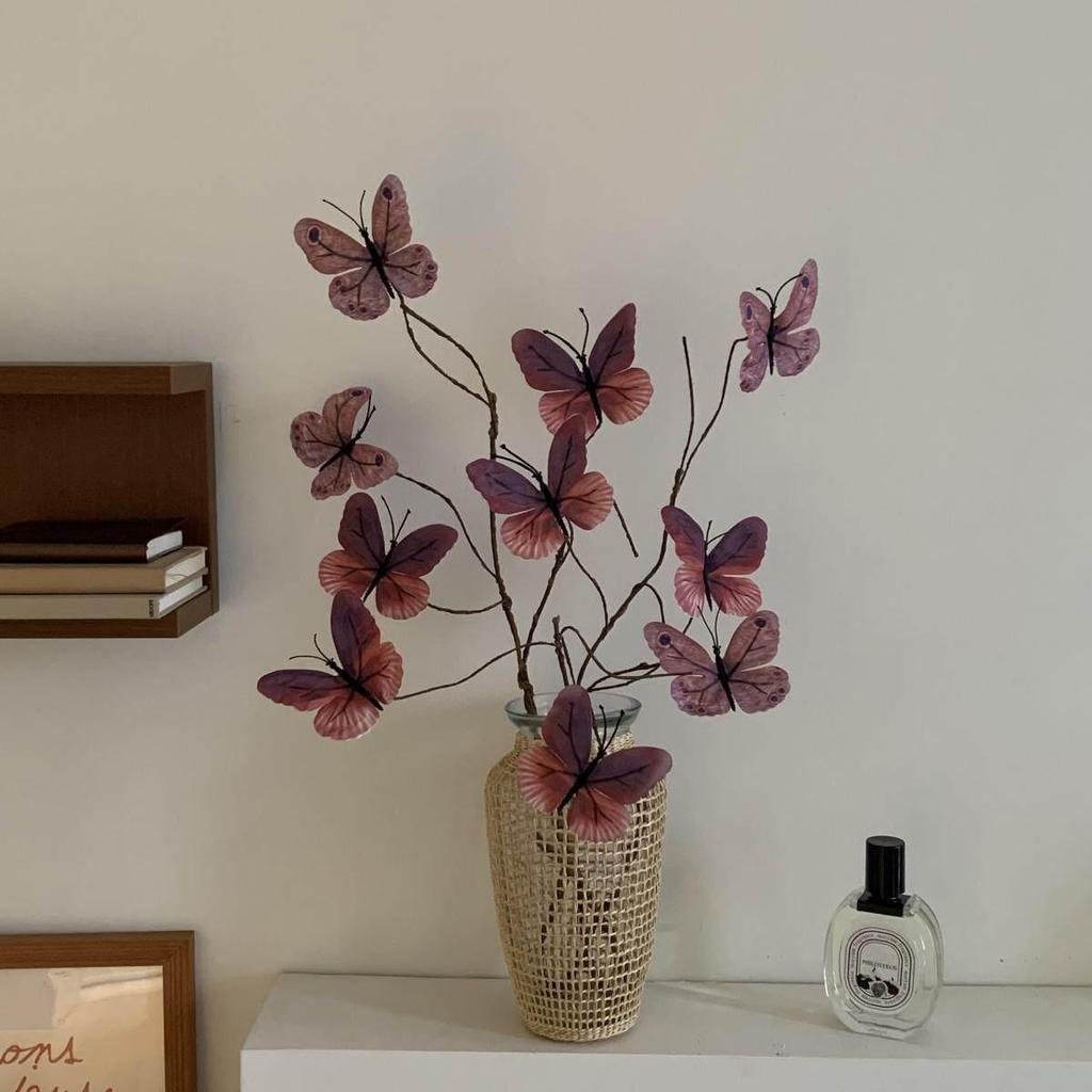 Luxury Artificial Butterfly Flowers in Glass Vase for B&B, Coffee Shop, and Home Decor
