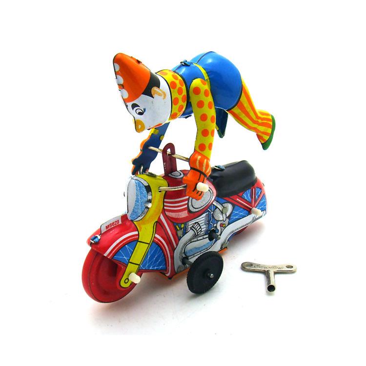 MS629 Retro Clown Stunt Motorcycle Tin Toy Collectible Ornament MS629