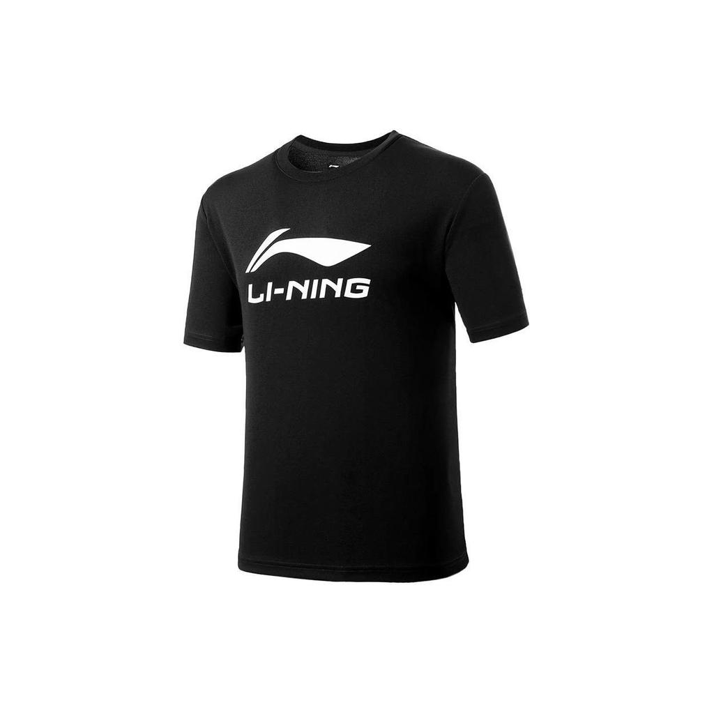 Li Ning Badminton Series Letter Logo Print Quick-Dry Cool Short Sleeve T-Shirt Unisex Tops Black ATSU493-1