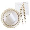 Golden White Disposable Tableware Paper Plates Cups Birthday Baby Shower Decoration Adults Wedding Balloon Set Party Supplies