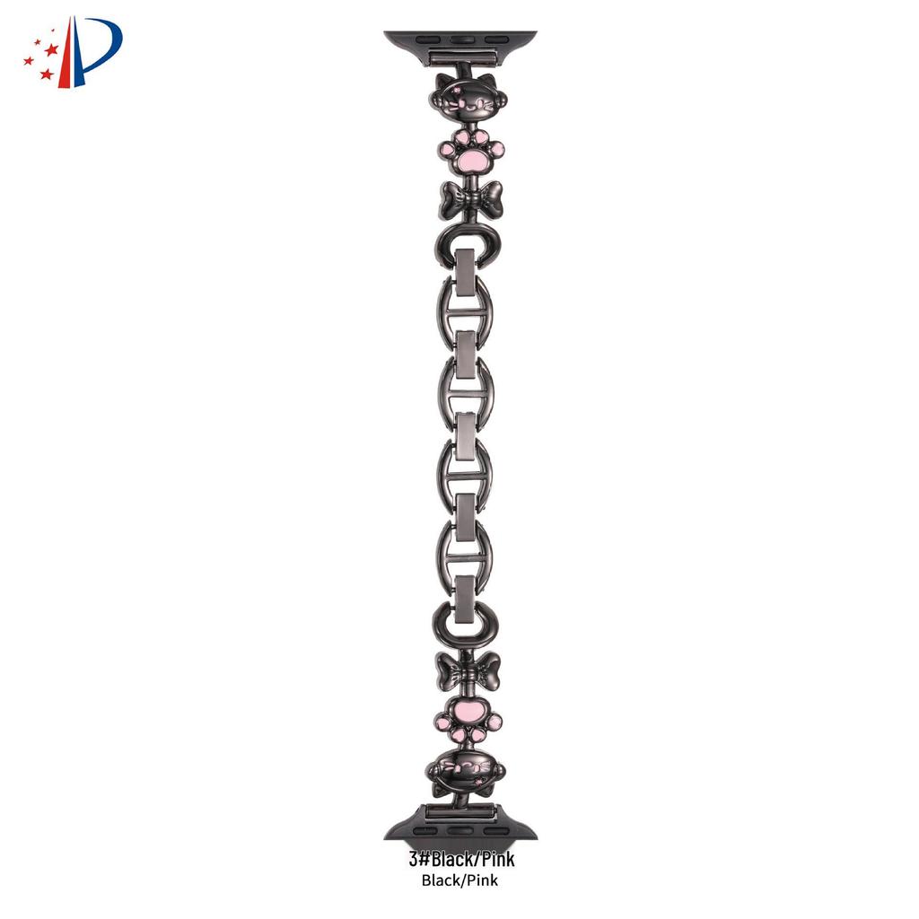 Compatible Apple Watch Band Cat Design Metal Bracelet iWatch SE Series 10 Women