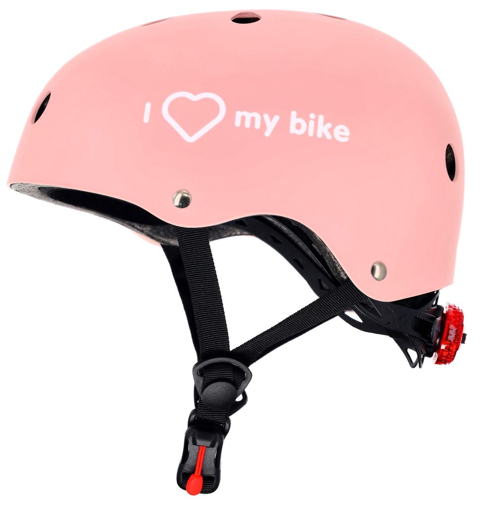 Kask Rowerowy Dla Dzieci I Love My Bike M 54-58 Cm Lekki Lampka Led Klipsy Magnetyczne Różowy