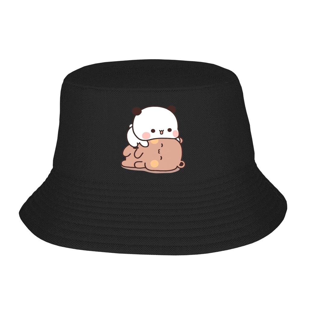 Street Panda Bear Couple Anime Cartoon  Bucket Hat Unisex Packable Outdoor Sports Bubu And Dudu Fishing Caps Travel Headwear Bob