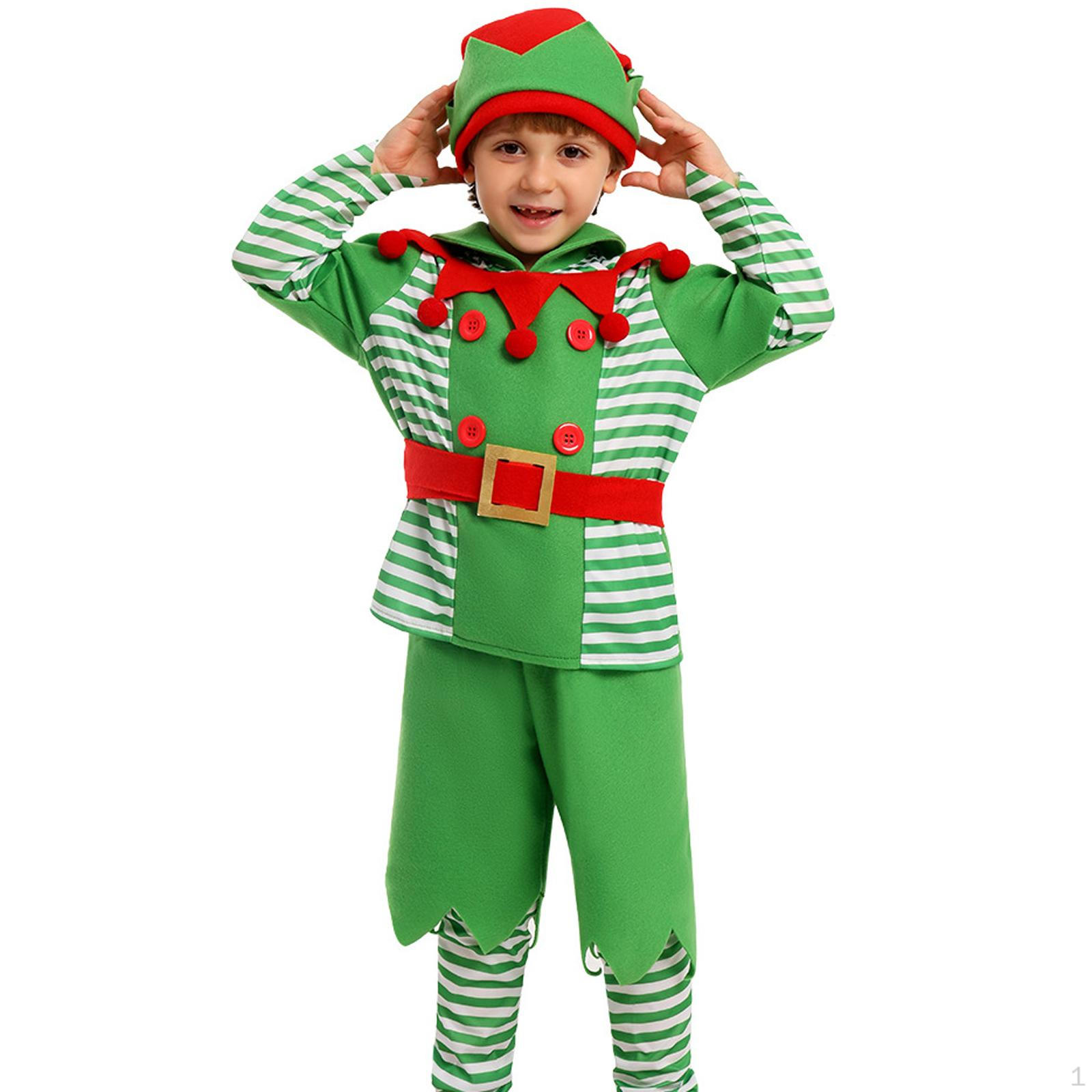 

Детский костюм эльфа на Рождество с полосатыми носками Праздничные мероприятия L