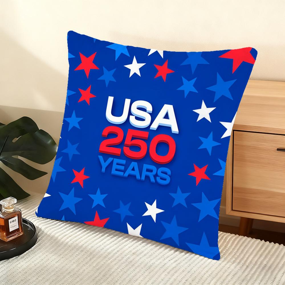 250Th Anniversary Of The Usa Cushion Cover Soft Short Plush Pillow Cover Smooth Cozy Texture Aesthetic Cushion Case Home Decor