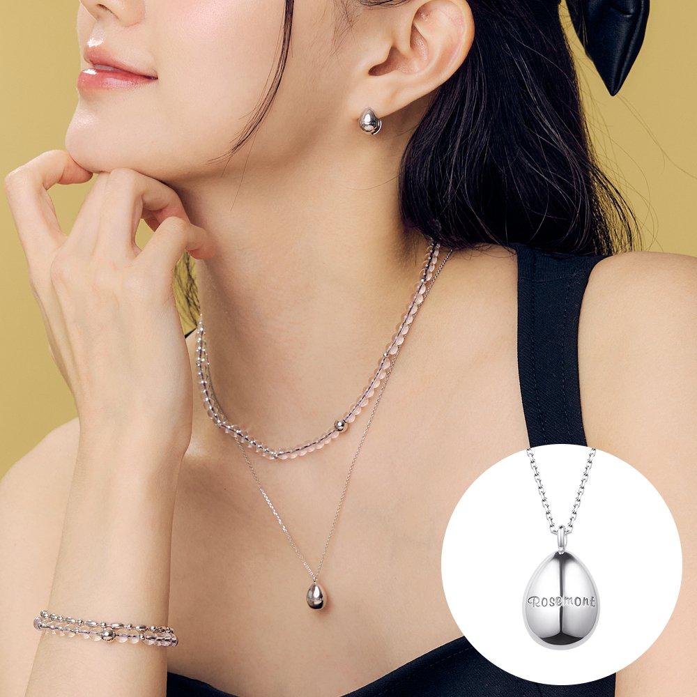 

[Rosemont] Silver Long Drop Necklace (Free Size) Polka Ra25B05J