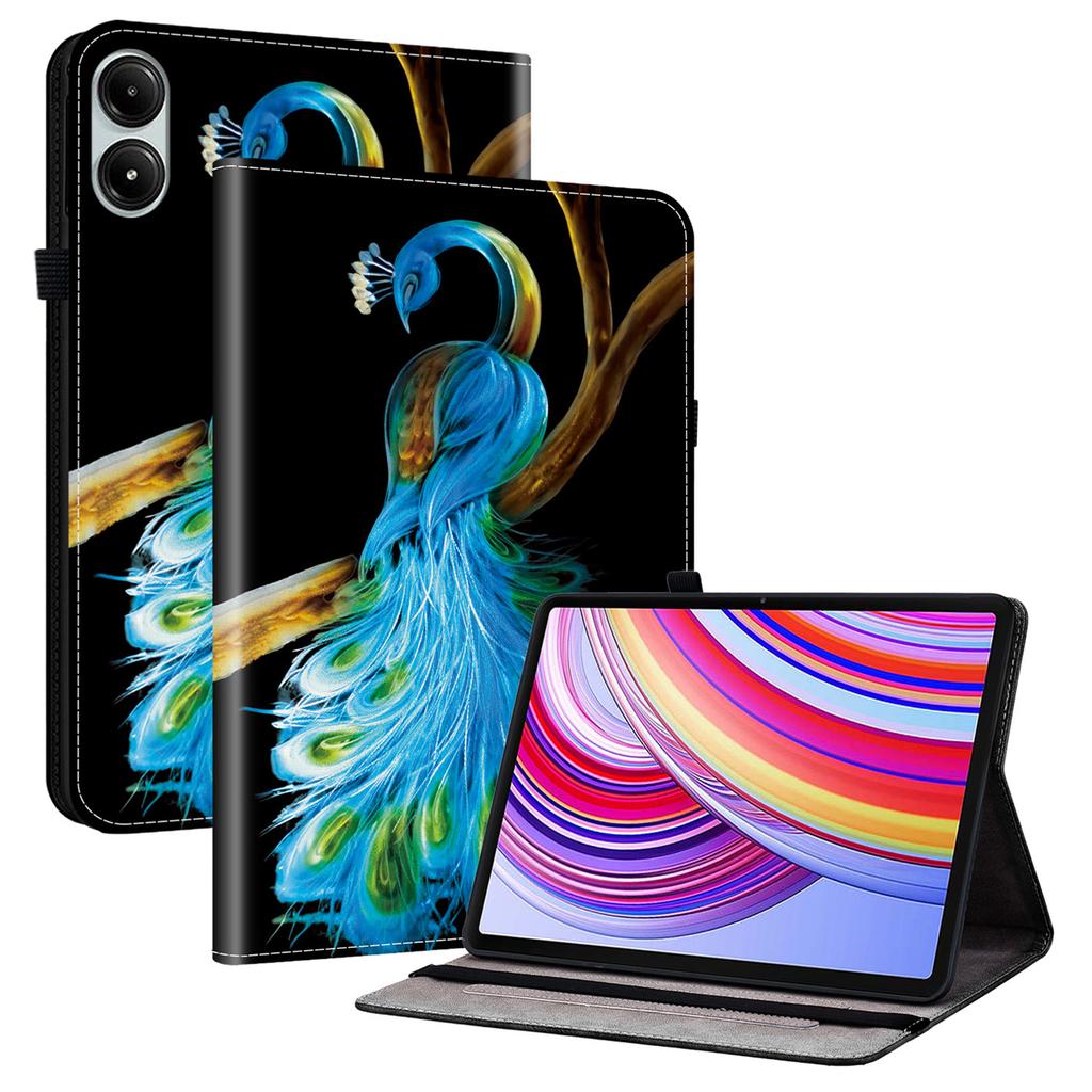 Lederhülle für Xiaomi Redmi Pad Pro 5G/Redmi Pad Pro/Poco Pad 5G/4G, bedruckt mit Muster, Ständer, Tablet-Hülle mit Kartenfächern
