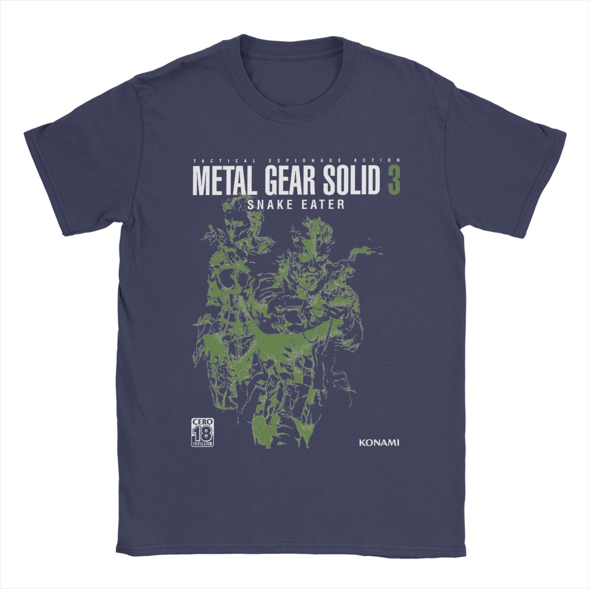 

Чоловіча футболка Metal Gear Solid 3 Snake Чудові футболки з чистої бавовни Футболки з коротким рукавом Круглий комір Одяг Класичний XXL темно-синього кольору
