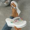 Leichter Luxus Strass Plateau Flip-Flops Dicke Sohle Höhenverstellbar Damen Sommer Freizeit Hausschuhe, Damenschuhe