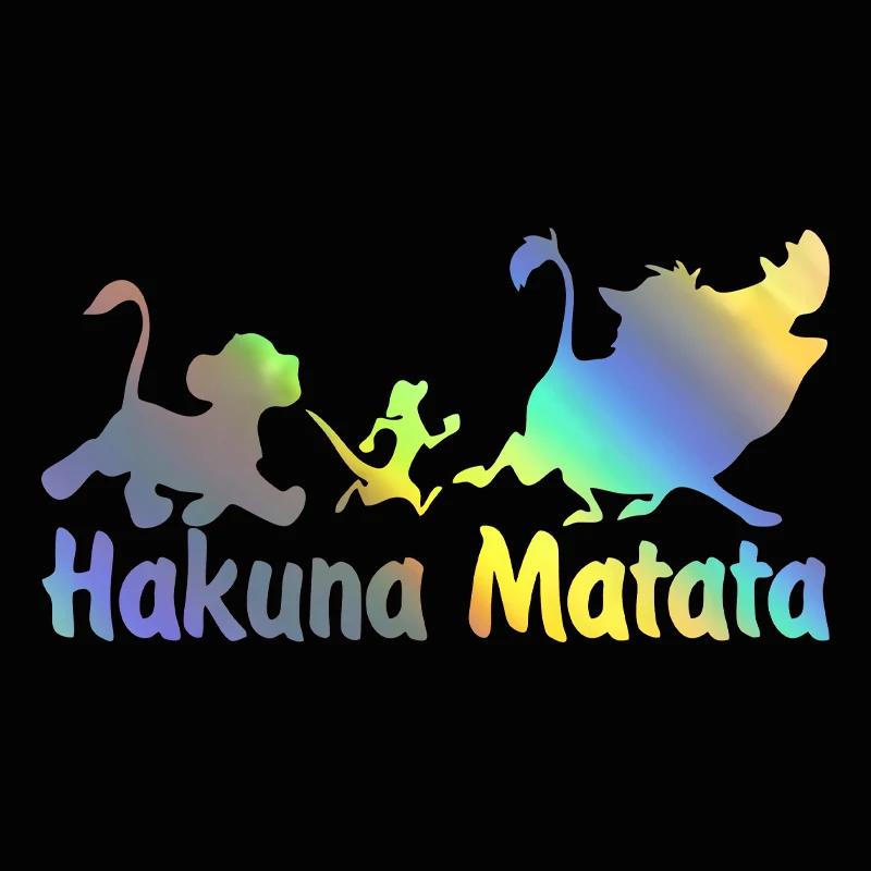 Hakuna Matata Animal Car Stickers Auto Window Bumper Vinyl Decals Reflective Waterproof Motorcycle Body Fuel Tank Decoration 19x10CM