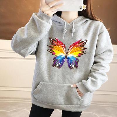 Damska bluza z kapturem Harajuku Oversize Luźna bluza z kapturem Modny sweter z długim rękawem Nadruk motyla Jesienno-zimowa bluza z kapturem Top