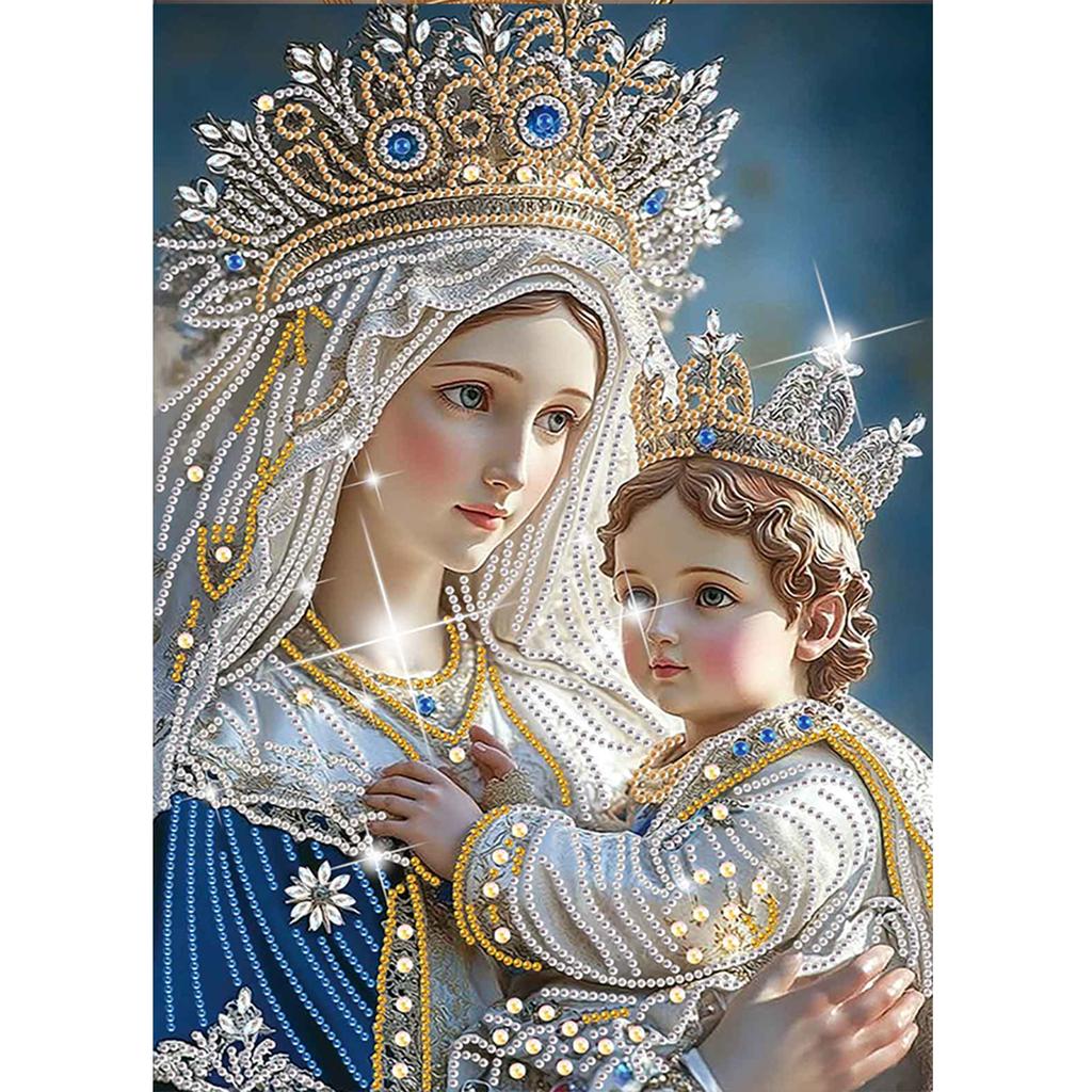 Jungfrau Maria Teilweise DIY 5D Speziell geformter Bohrer Diamantmalerei Edelstein Kunst für Erwachsene/Anfänger Geschenkidee Heimwanddekoration 30x40cm