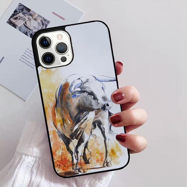 Taurus Stier Telefonhülle für iPhone 11 12 13 14 Pro Max Mini XR XS SE 2020 6 7 8 Plus Samsung S21 S22 Coque Fundas