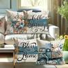 Coastal-inspired Spring Blessing Pillow Cover, Shell, Starfish, Seaweed Bless This Home Design, Sofa and Chair Cushion Cover