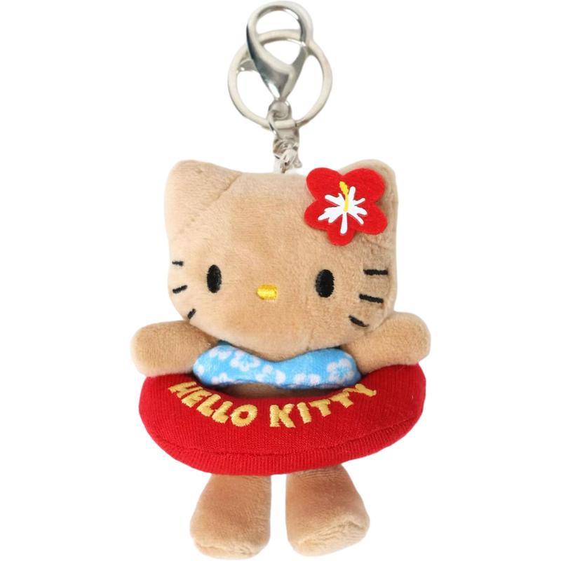 Sanrio Hello Kitty keychain strawberry doll plush pendant small size high black leather swim ring