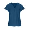 Women's Fashion Color Casual Short Sleeve Stitching V-Neck Shirt Top