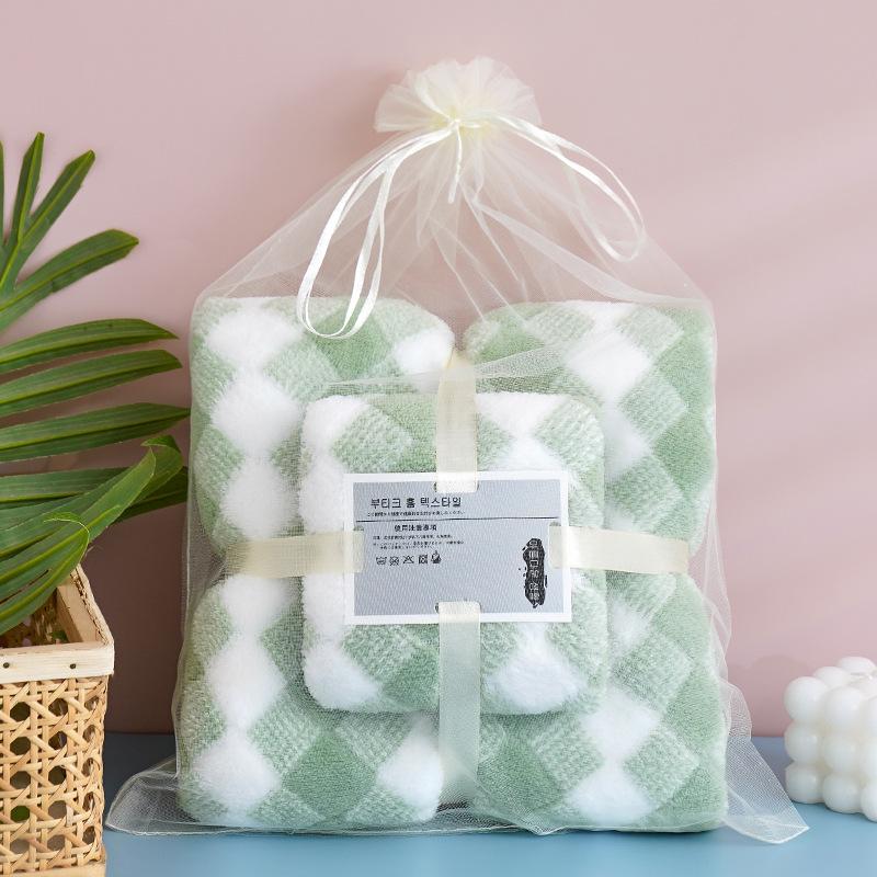 2-teiliges Korallenfleece-Handtuch Badetuch-Set Weizenmuster Superweich Saugfähig Badelaken Spa-Gesichtstuch Mehrere Musteroptionen