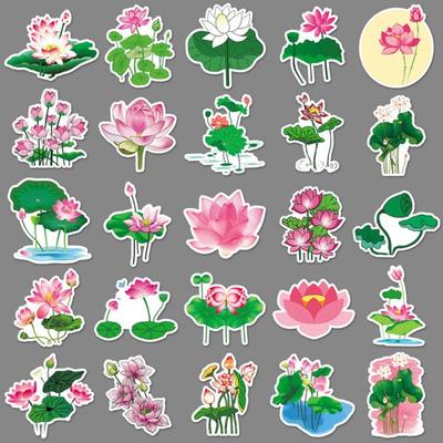 50 Piezas Pegatinas para Scrapbooking Adorables Autoadhesivas Sin Residuos Pegatina de Loto Pegatina para Cubierta de Portátil Teléfono Material Escolar