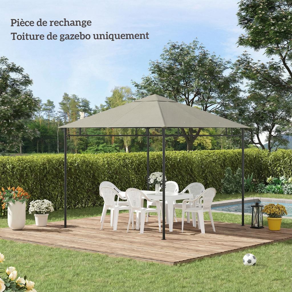 Replacement canopy for pavilion gazebo tent replacement roof garden gazebo polyester 180 g/m² 3 x 3 m grey