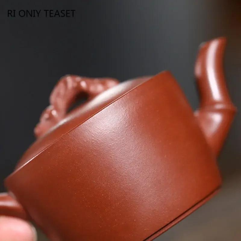 110ml Chinese Yixing Purple Clay Teapots Small Capacity Handmade Bamboo Shape Tea Pot Beauty Tea Infuser Kettle Zisha Tea Set