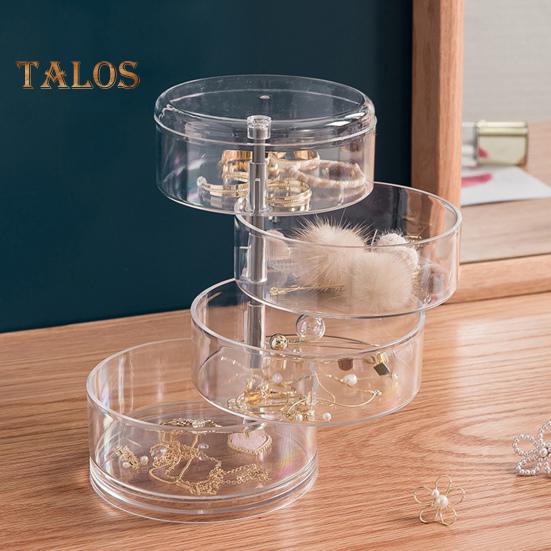 Caixa de joias giratória transparente, grande capacidade de armazenamento, útil, 3/4/5 camadas, suprimentos de beleza, pulseiras, estojo de armazenamento, uso diário
