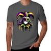 Mardi Gras Graffiti Jester TShirt Basic Crew Neck Short Sleeve Top