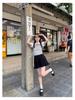 Women's Gray Peter Pan Collar Knit Top – Short-Sleeve, Summer, Fashionable Two-Piece Design