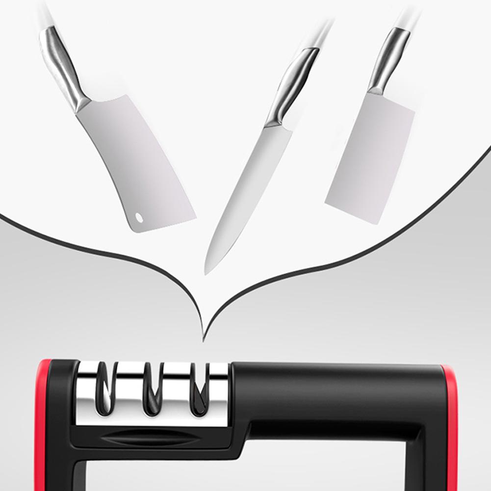 Household Knife Sharpener with 3 Sharpening Slots Sharpening Plate Grindstone Kitchen Tool