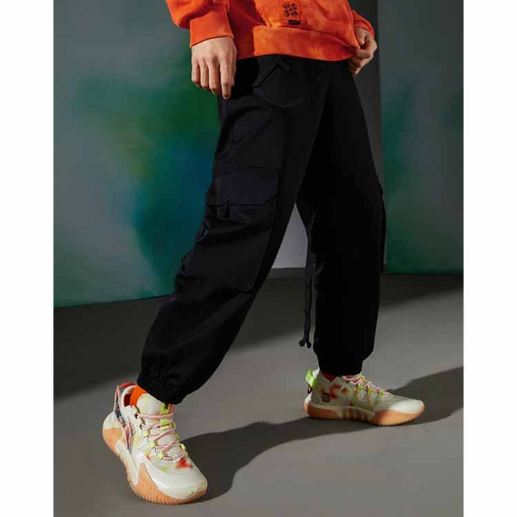 Li-Ning Badfive Long Embroidered Logo Loose Joggers with Elastic Ankles Men Bottoms Black AKXR619-1