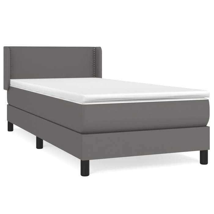 3130689 vidaXL Lit à sommier tapissier avec matelas Gris 80x200 cm Similicuir