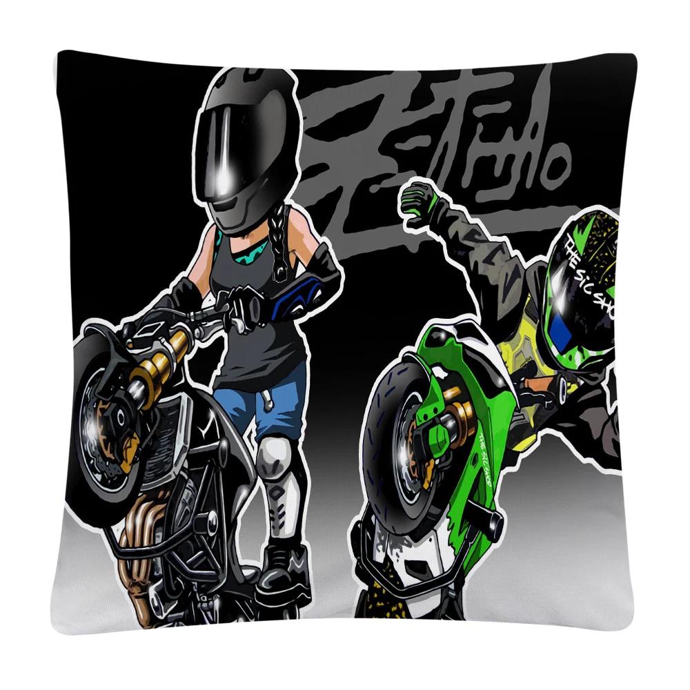 Stunt Sports Cartoon Pattern Soft Polyester Pillow Case for Sofa Home Car Decoration Pillowcase