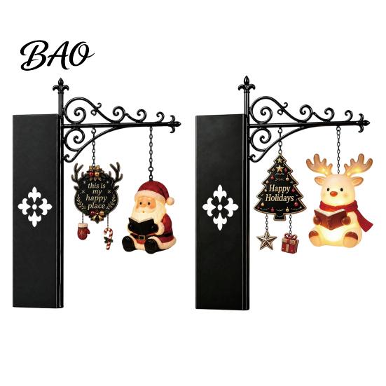 Holiday Gift for Friends 2PCS Christmas Bookshelf Lamp, Resin Santa Claus Elk Snowman Hanging Light Bedroom Light, Multi-Color Lighting Wall