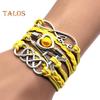 Braided Wrap Layered Faux Leather Bracelet Retro Multilayer Hearts Tower Cord Braided Wristband for Men Women