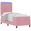LED Boxspring Bed with Mattress Pink 80 X 200 Cm Velvet