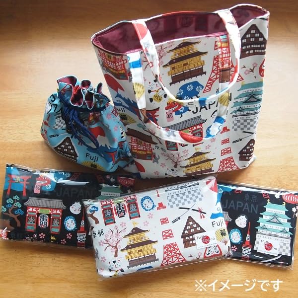 Kyouyou Japan-made Drawstring Bag Pouch Approximately 24.519cm Cotton Wooden Bead Black