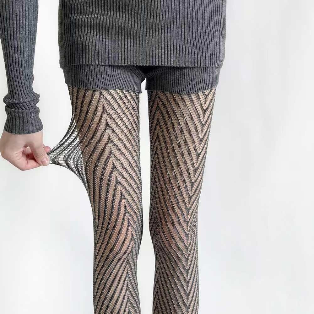Personality Thin Floral Lace Tights Sexy Breathable Hollow Out Pantyhose High Elastic Silk Pantyhose Daily Wear