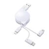 Sanwa Supply and microB Retractable USB Lightning, Type-C, 3-in-1 Cable, 0.8m, KB-IPLTM08KW