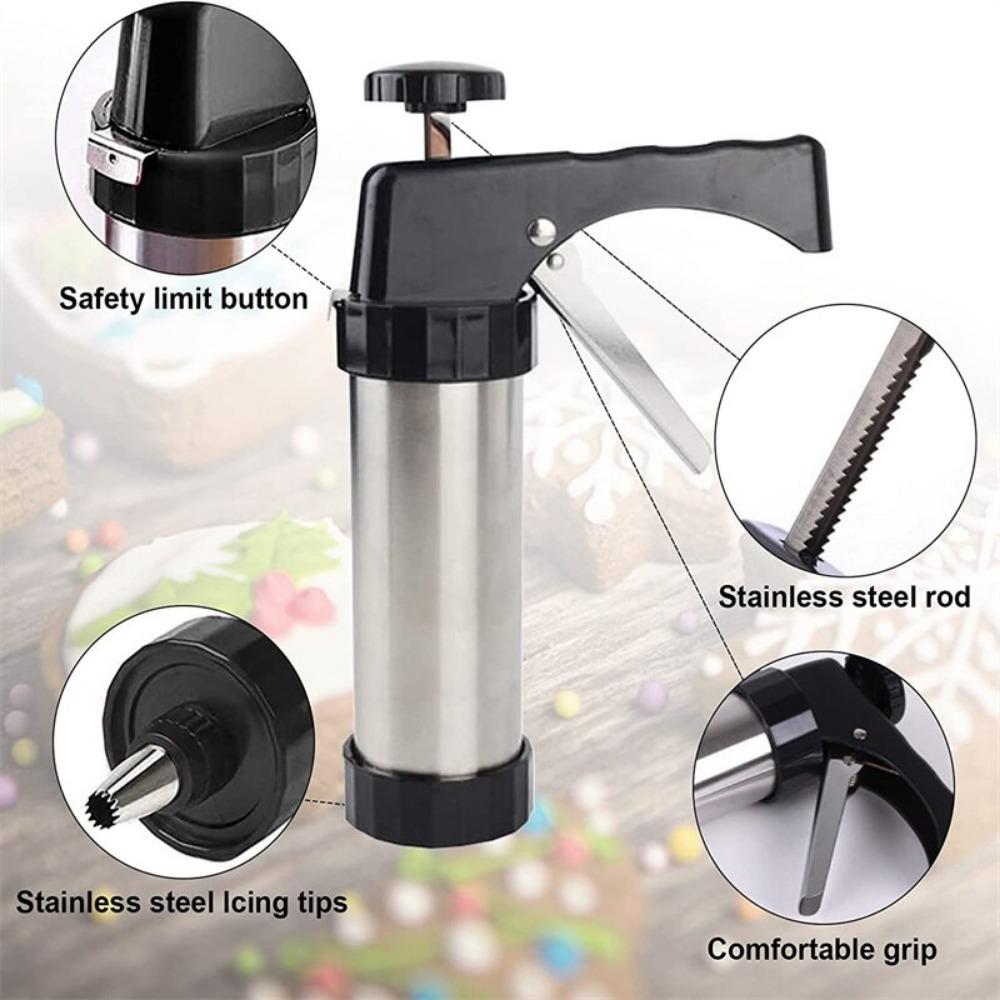 Stainless Steel Cookie Press Kit with Various Nozzles-Perfect for Valentine'S Day,Easter,and More-for Making Dessert Decorations