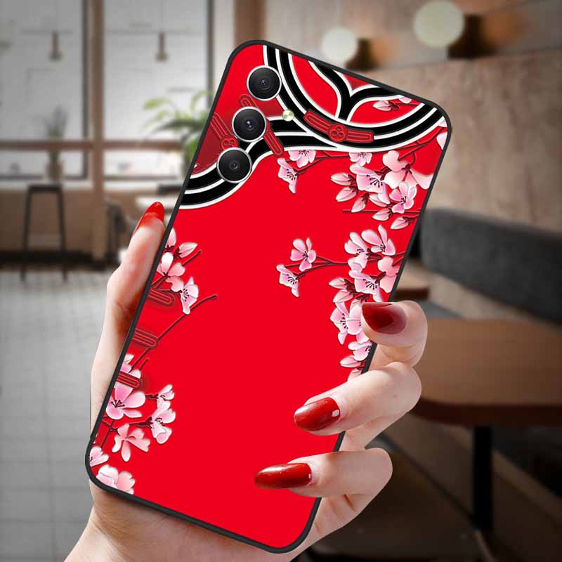 For Samsung Galaxy A55 5G Case 3D Emboss Floral Relief Silicon TPU Soft Phone Cover for Galaxy A15 A25 5G Bumper Funda A 55 A35