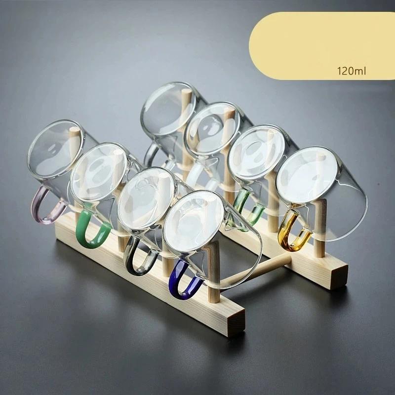 120ml Colorful Handle Glass Tea Cup with Handle – Heat Resistant High Borosilicate Water Cup
