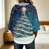 Women's Casual 3/4 Sleeve Hooded Christmas T-Shirt for Holiday Parties and Everyday Wear
