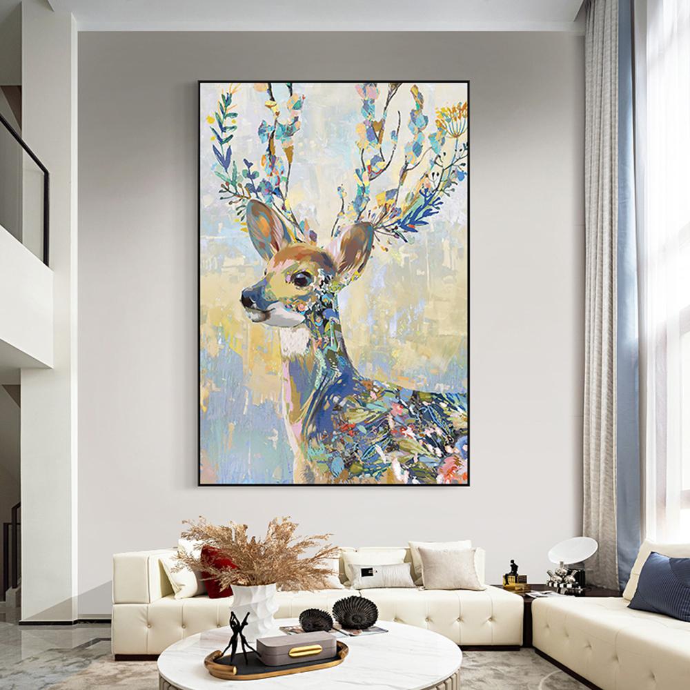 Aquarelle Cerf Sika Style Nordique Art Peinture à l'huile Moderne Maison  Art Mural Affiche Décoration Murale Gravure, image size:1000x1000